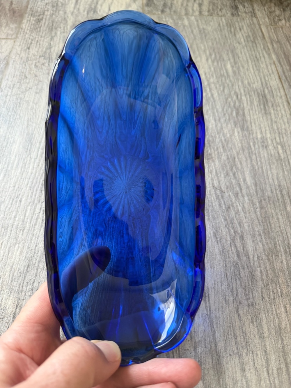 Cobalt Blue Vintage Anchor Hocking Starburst Banana Split Dish Set - Picture 4 of 5